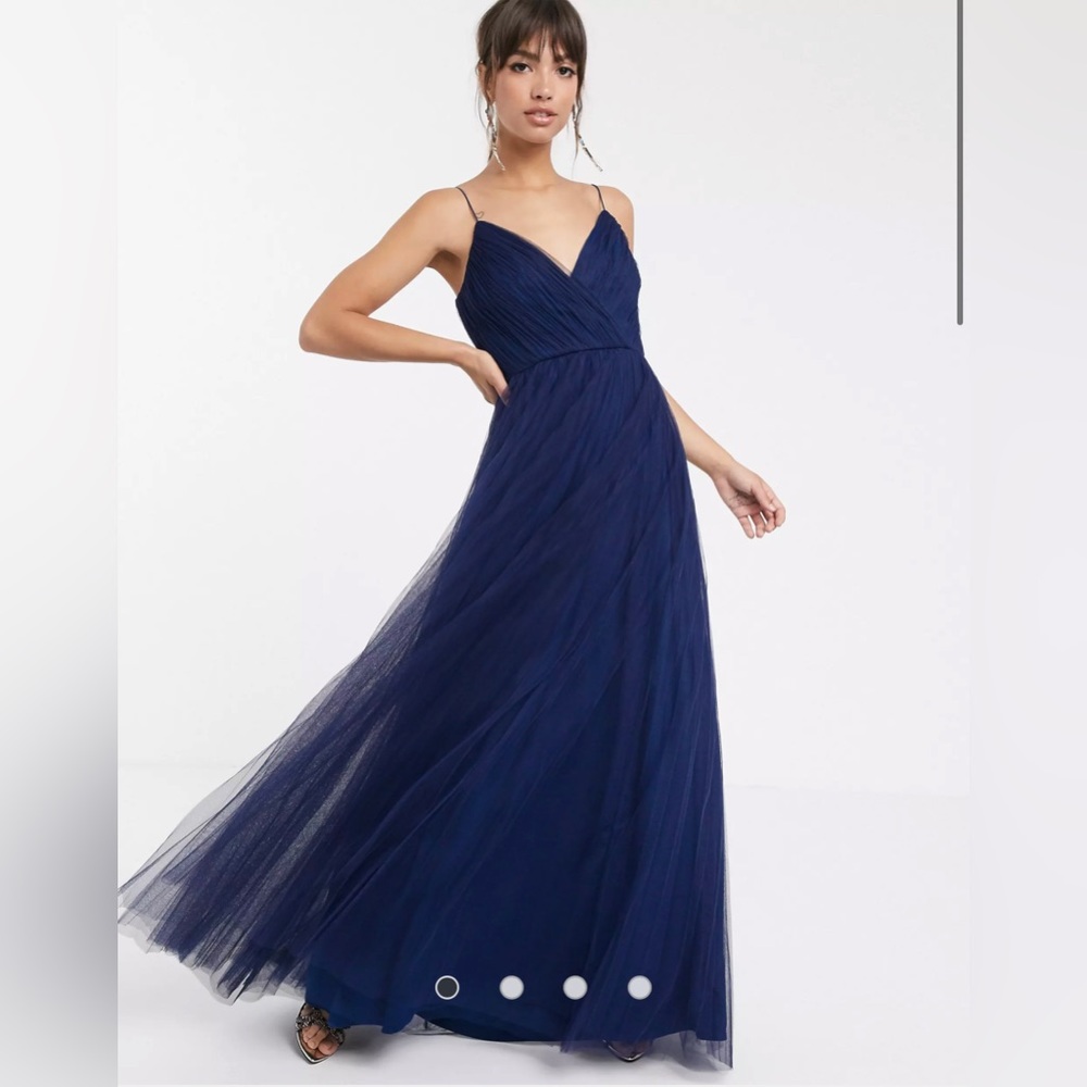 ASOS Navy Blue Tulle Maxi Dress